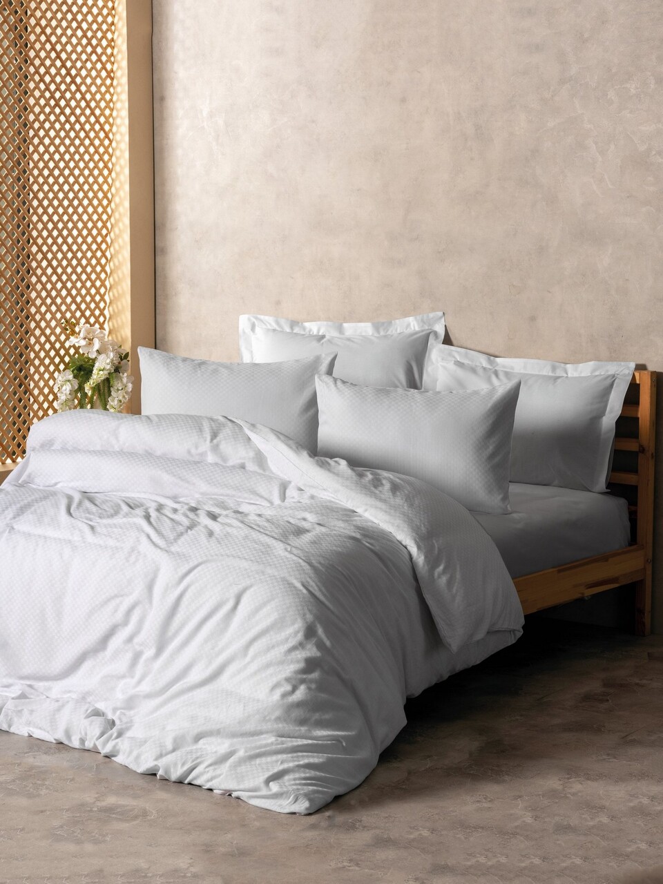 Lenjerie de pat dubla King (FR), L'essentiel Maison, Plaid, Alb - imagine 3